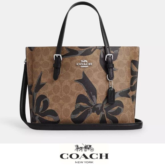 🎁 Mollie Tote Bag 25 In Signature Canvas With Bow Print - Picture 1 of 9